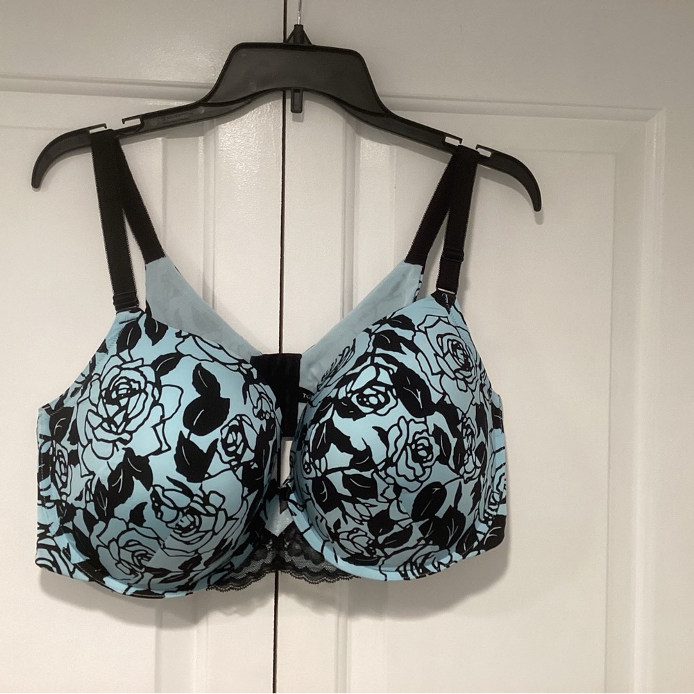 Torrid Floral Print Women's Bra - Black and Blue Size 46D